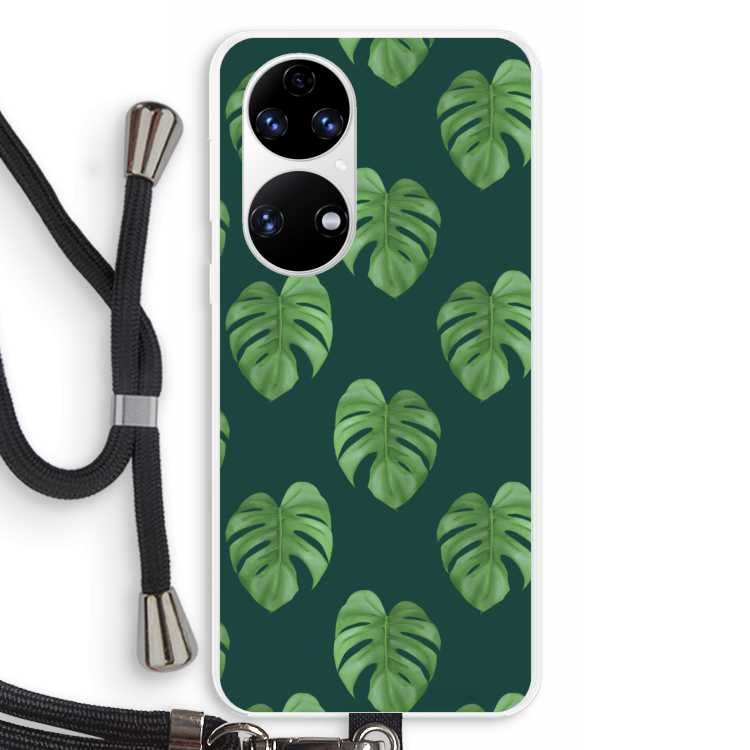Monstera leaves: Huawei P50 Transparant Hoesje met koord