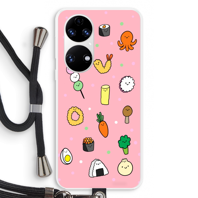 Happy bento friends: Huawei P50 Transparant Hoesje met koord