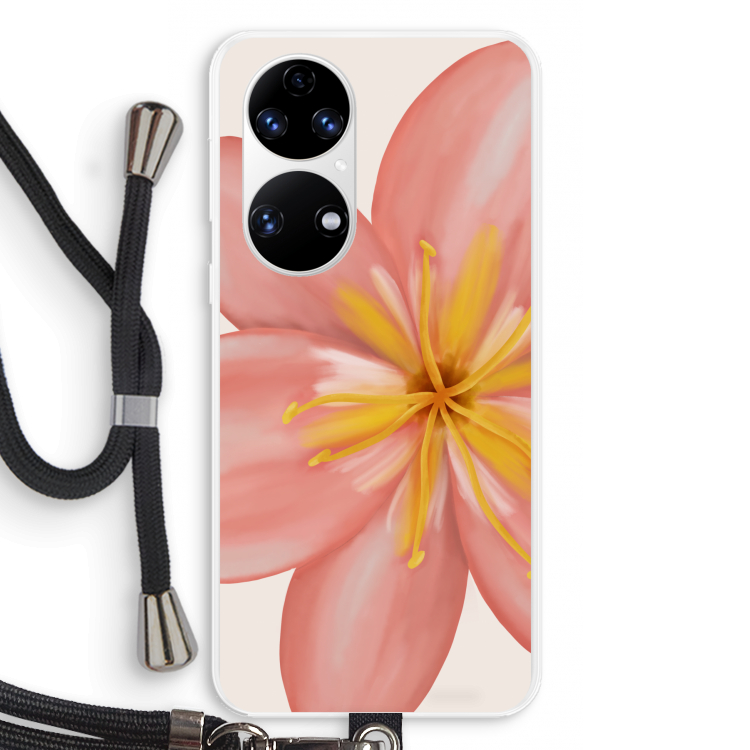 Pink Ellila Flower: Huawei P50 Transparant Hoesje met koord