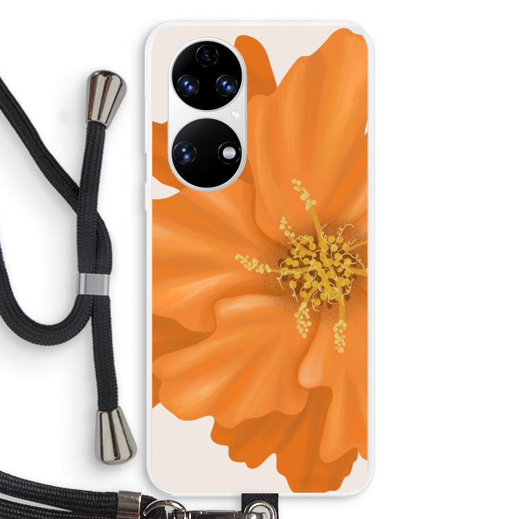 Orange Ellila flower: Huawei P50 Transparant Hoesje met koord