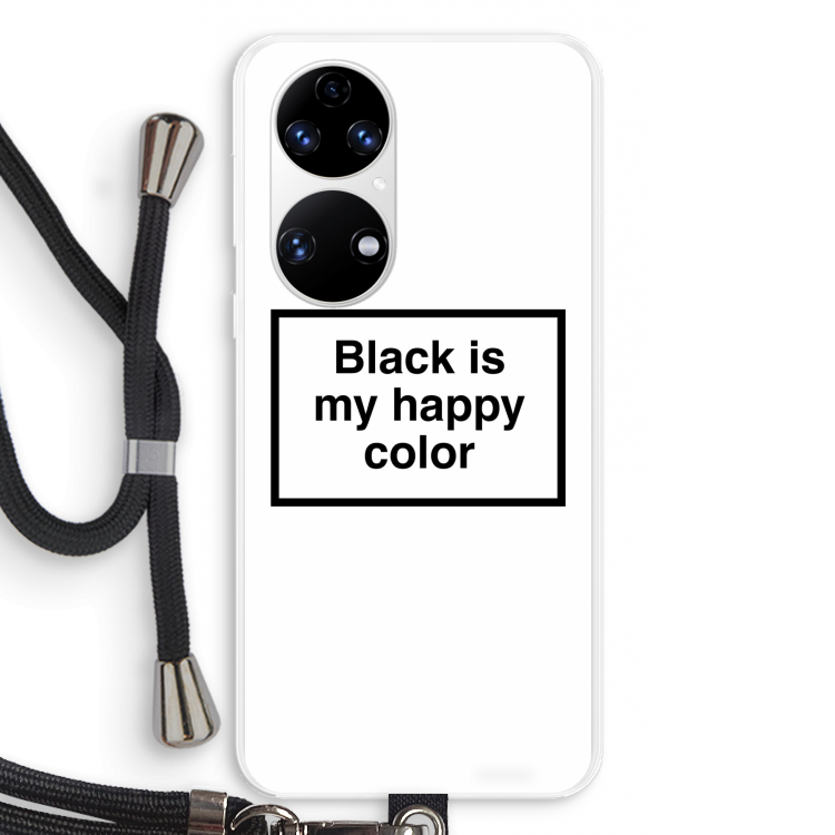 Black is my happy color: Huawei P50 Transparant Hoesje met koord
