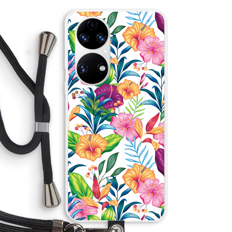 Tropisch 2: Huawei P50 Transparant Hoesje met koord