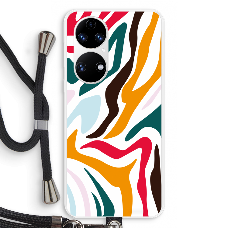 Colored Zebra: Huawei P50 Transparant Hoesje met koord