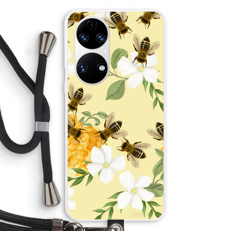 No flowers without bees: Huawei P50 Transparant Hoesje met koord