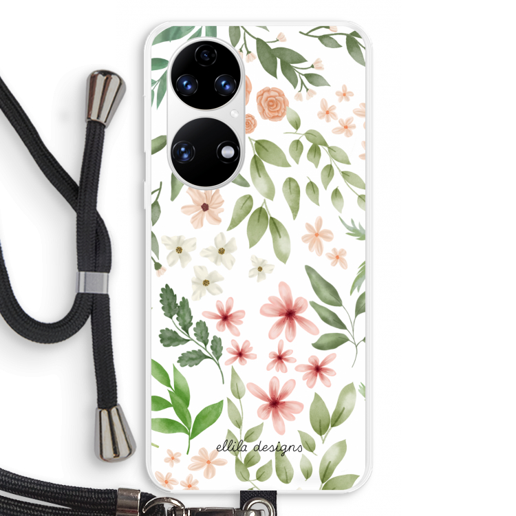 Botanical sweet flower heaven: Huawei P50 Transparant Hoesje met koord