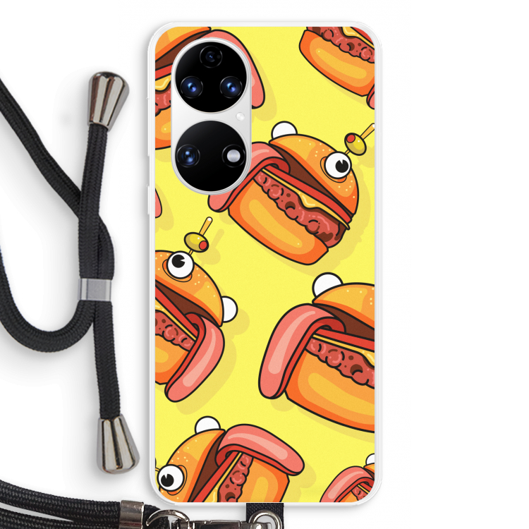 Hamburger: Huawei P50 Transparant Hoesje met koord