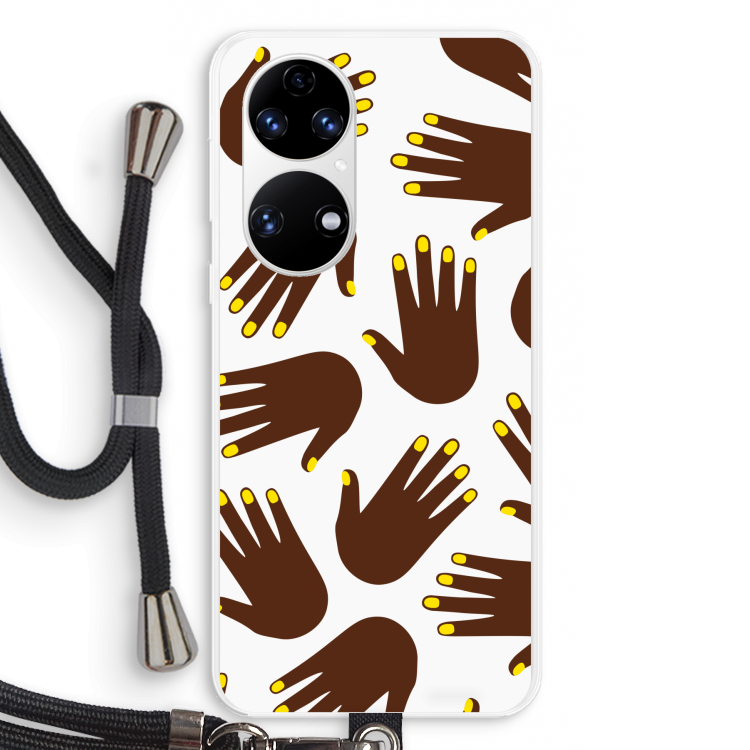 Hands dark: Huawei P50 Transparant Hoesje met koord