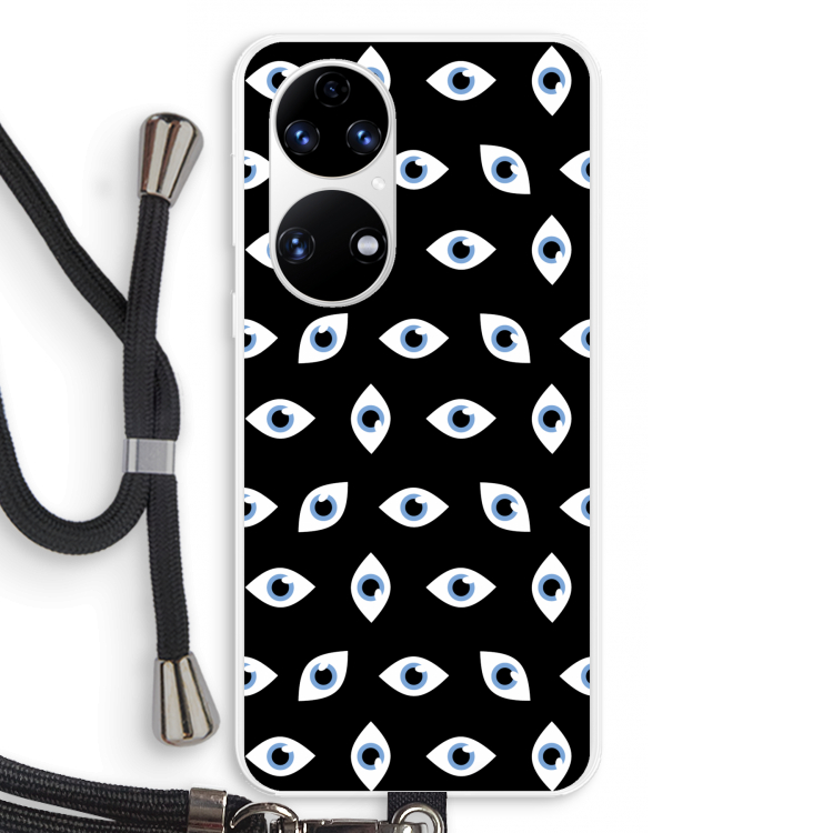 Eyes pattern: Huawei P50 Transparant Hoesje met koord