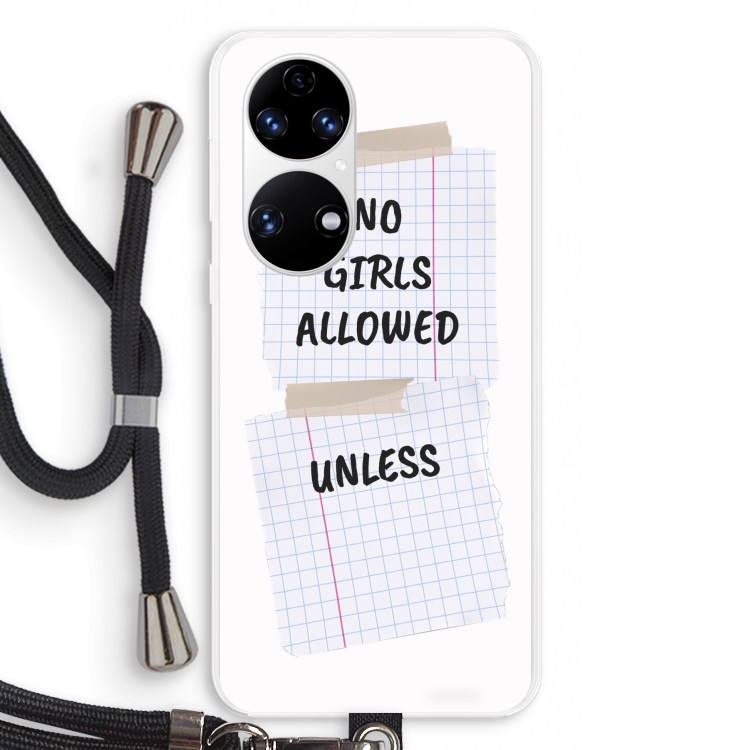 No Girls Allowed Unless: Huawei P50 Transparant Hoesje met koord
