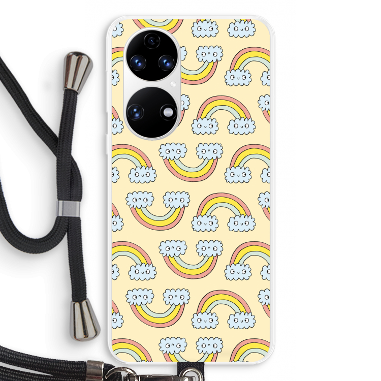Regenboog: Huawei P50 Transparant Hoesje met koord
