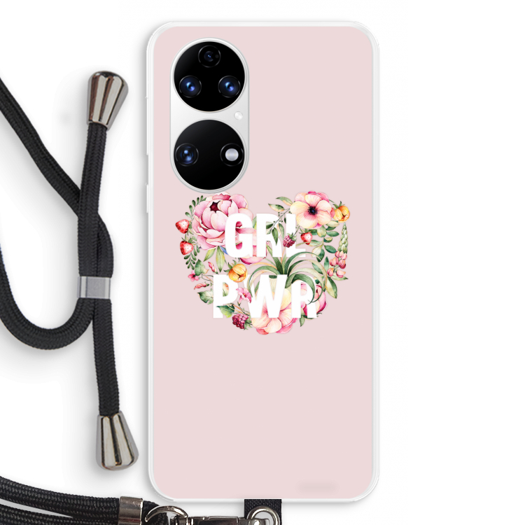 GRL PWR Flower: Huawei P50 Transparant Hoesje met koord