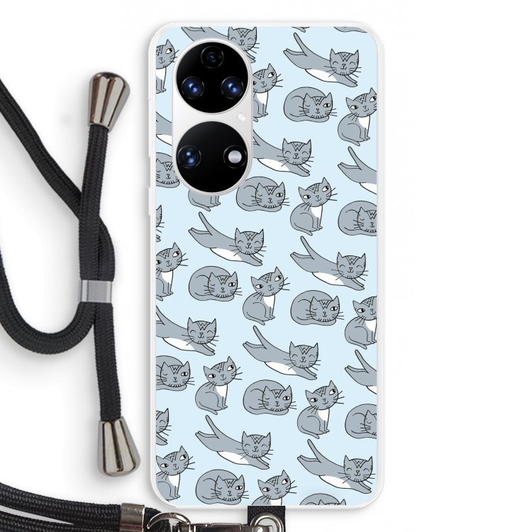 Poezen: Huawei P50 Transparant Hoesje met koord