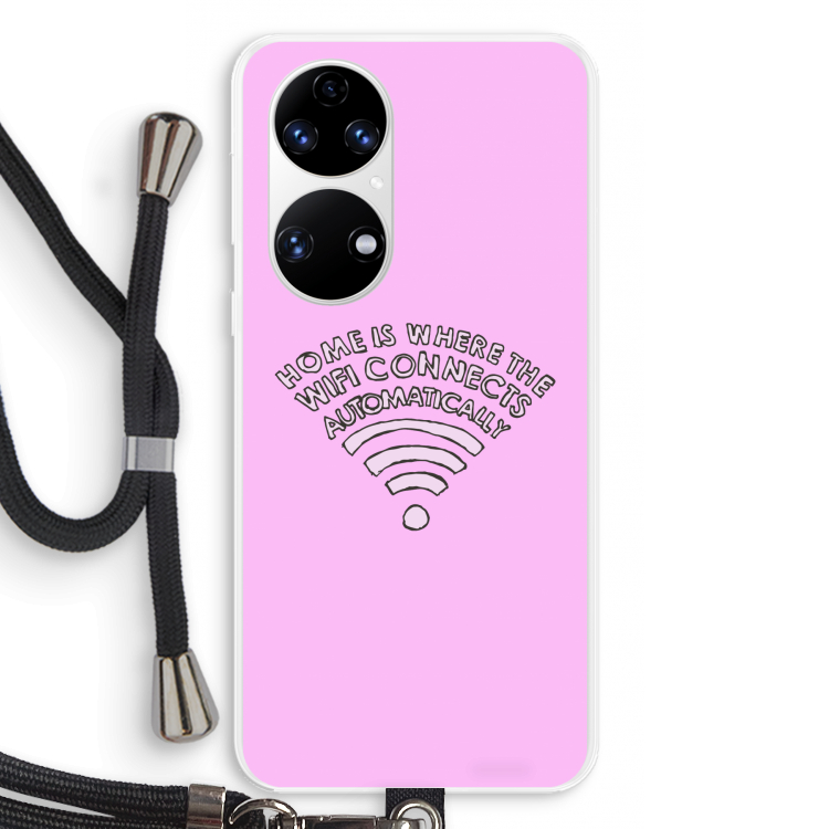 Home Is Where The Wifi Is: Huawei P50 Transparant Hoesje met koord