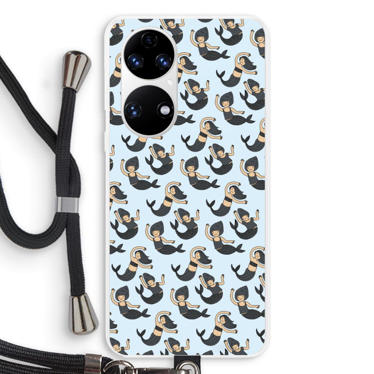 Zeemeermin: Huawei P50 Transparant Hoesje met koord