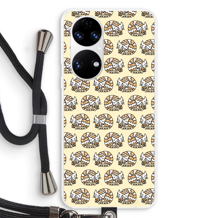 Slapende poes: Huawei P50 Transparant Hoesje met koord