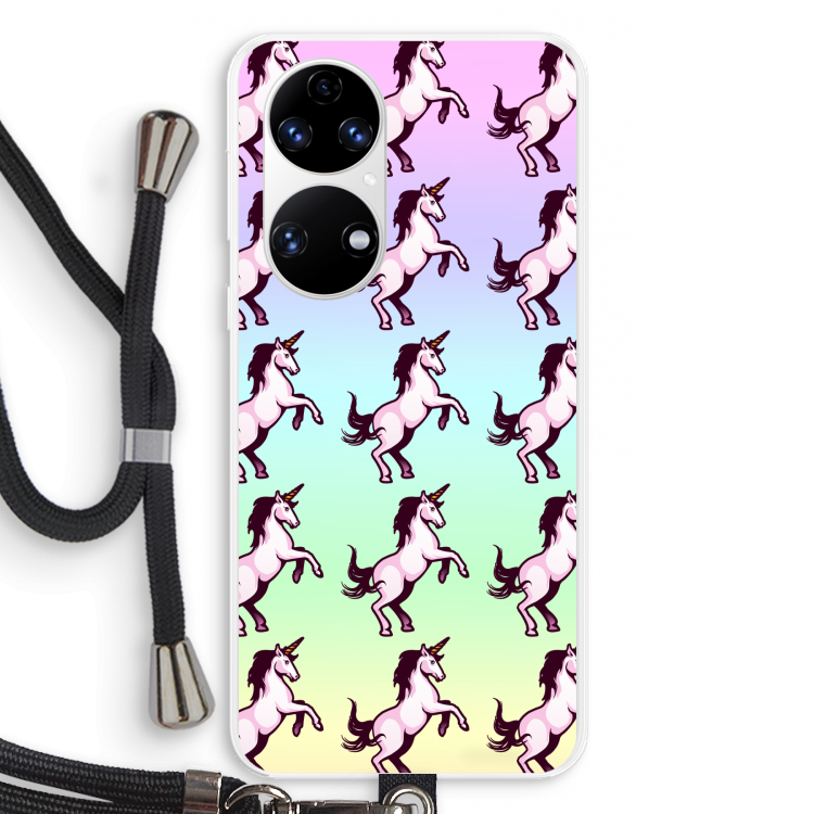 Musketon Unicorn: Huawei P50 Transparant Hoesje met koord