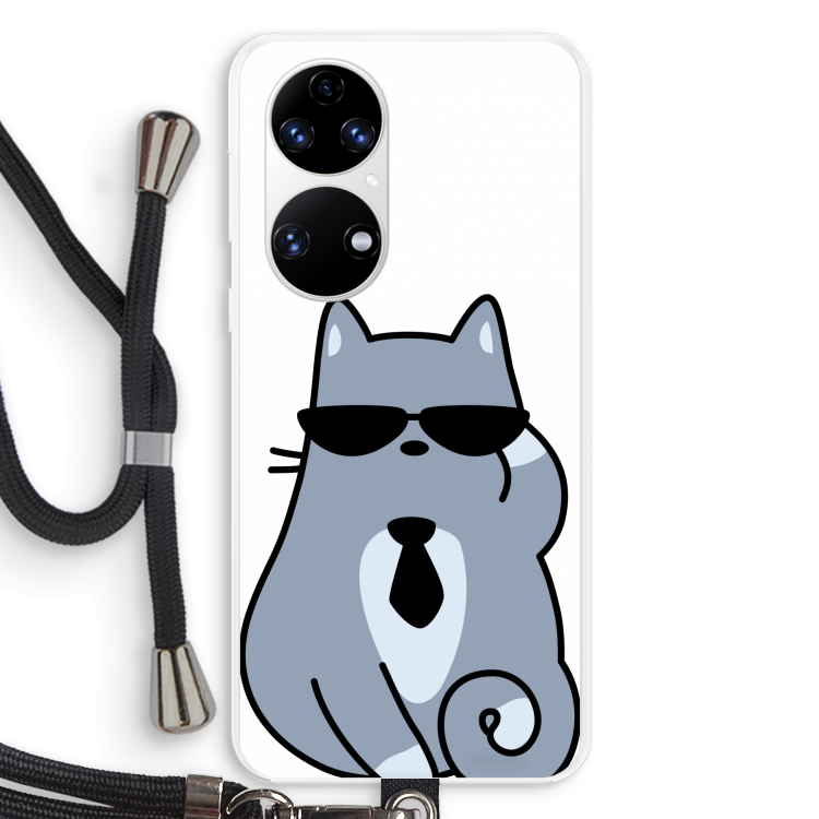 Cool cat: Huawei P50 Transparant Hoesje met koord