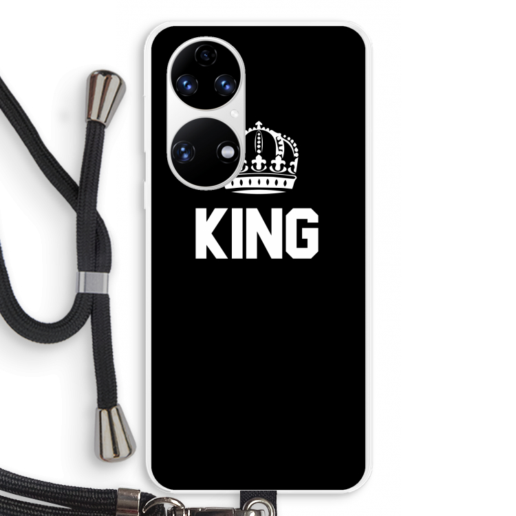 King zwart: Huawei P50 Transparant Hoesje met koord