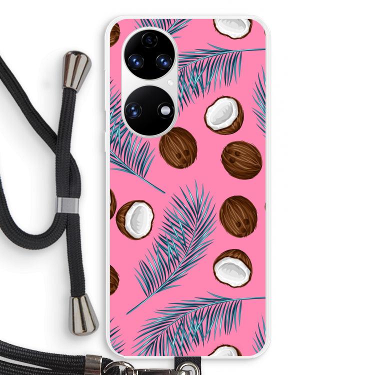 Kokosnoot roze: Huawei P50 Transparant Hoesje met koord