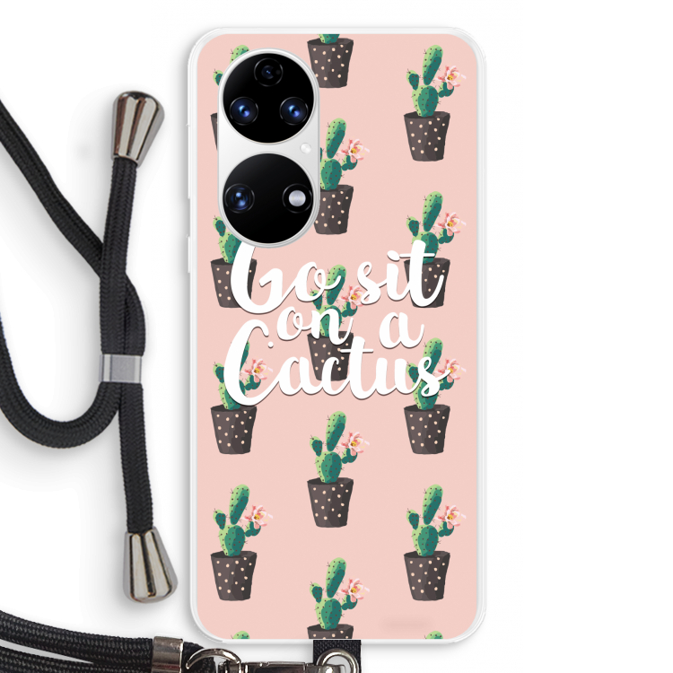 Cactus quote: Huawei P50 Transparant Hoesje met koord