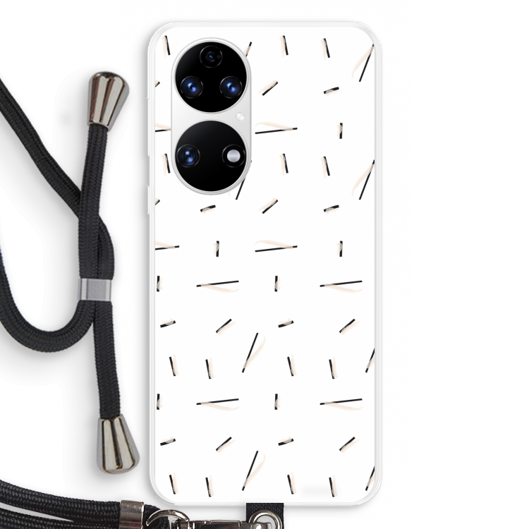 Hipster stripes: Huawei P50 Transparant Hoesje met koord