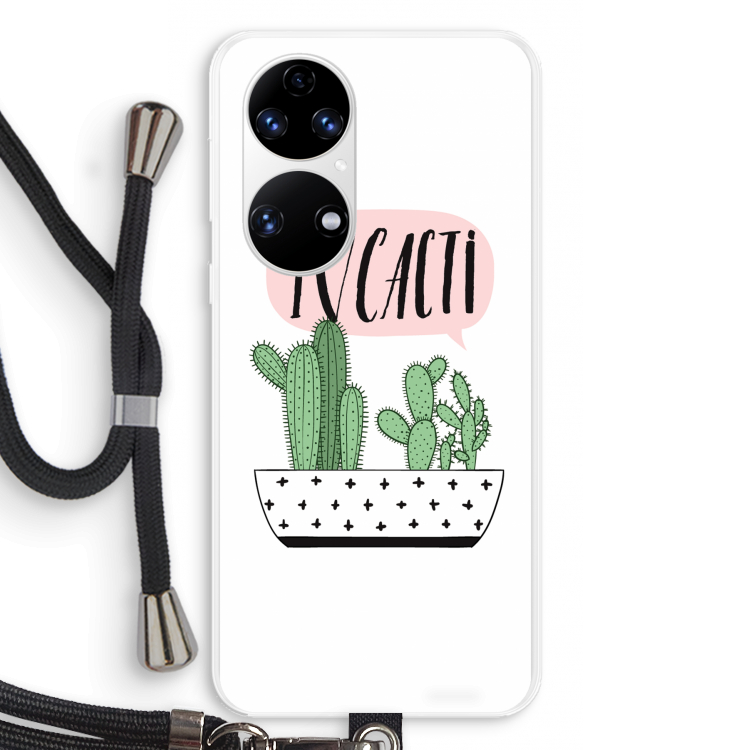 I love cacti: Huawei P50 Transparant Hoesje met koord