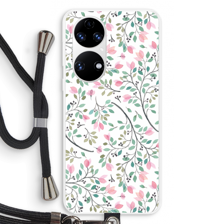 Sierlijke bloemen: Huawei P50 Transparant Hoesje met koord