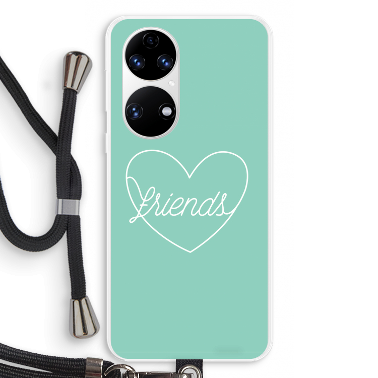 Friends heart pastel: Huawei P50 Transparant Hoesje met koord