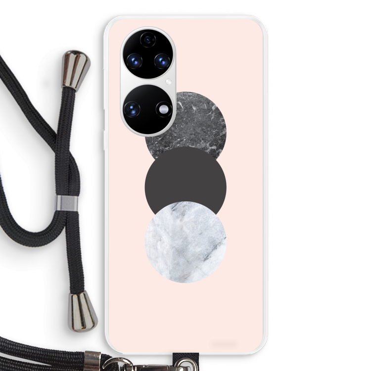 Marmeren cirkels: Huawei P50 Transparant Hoesje met koord