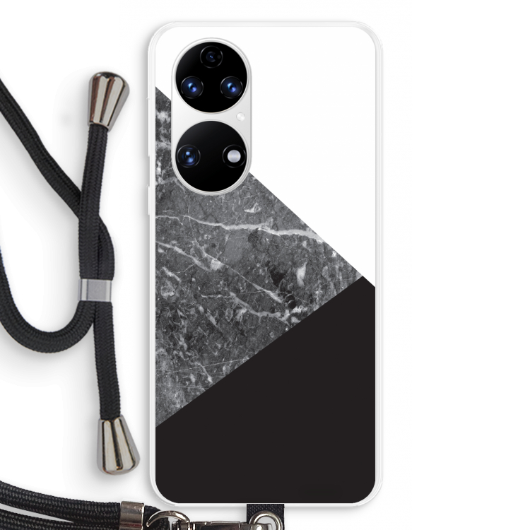 Combinatie marmer: Huawei P50 Transparant Hoesje met koord
