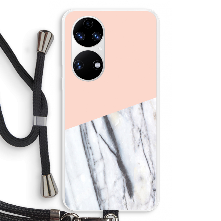 A touch of peach: Huawei P50 Transparant Hoesje met koord
