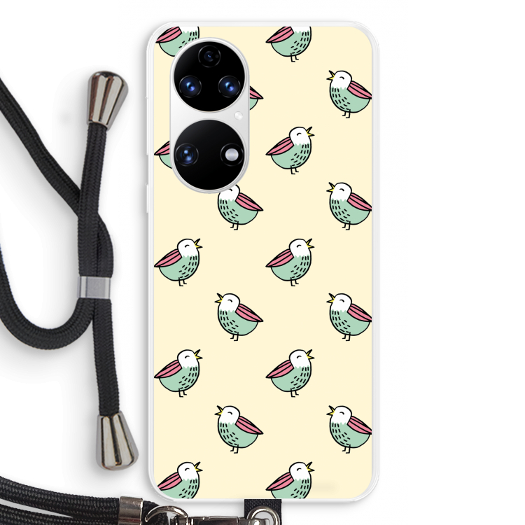 Vogeltjes: Huawei P50 Transparant Hoesje met koord