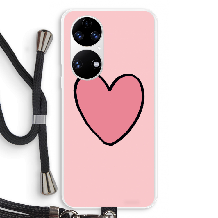 Hartje: Huawei P50 Transparant Hoesje met koord