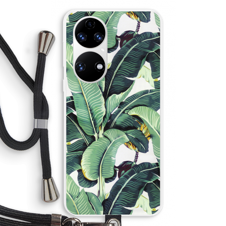 Bananenbladeren: Huawei P50 Transparant Hoesje met koord