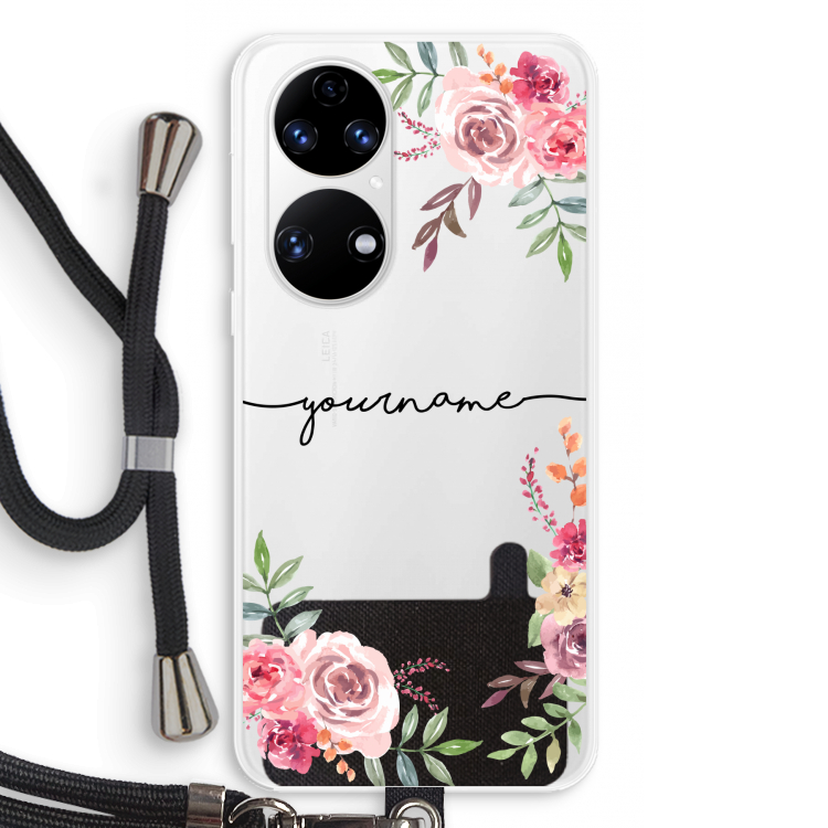 Rozen: Huawei P50 Transparant Hoesje met koord