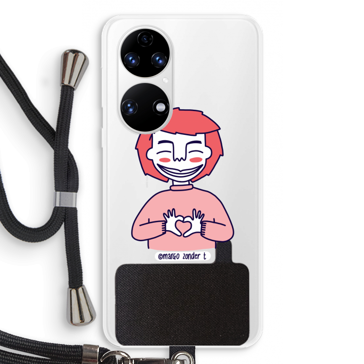 Hartje: Huawei P50 Transparant Hoesje met koord