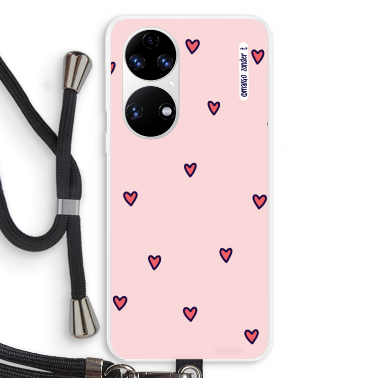 Hartjes: Huawei P50 Transparant Hoesje met koord