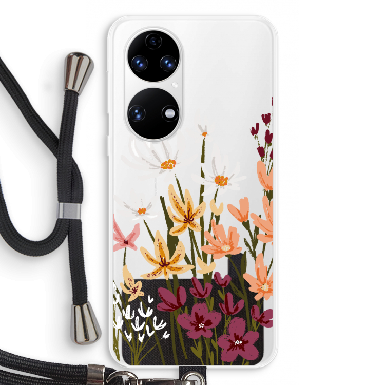 Painted wildflowers: Huawei P50 Transparant Hoesje met koord