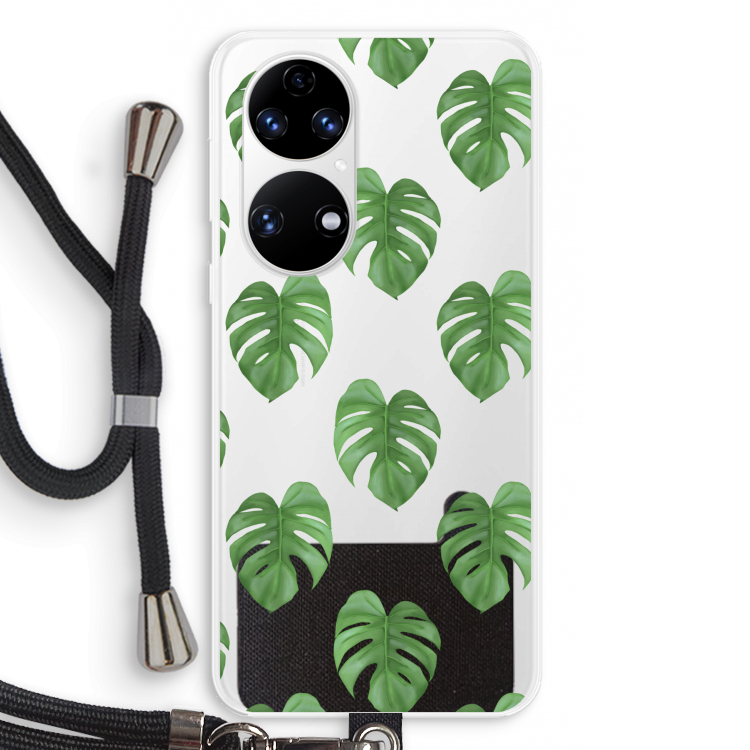Monstera leaves: Huawei P50 Transparant Hoesje met koord