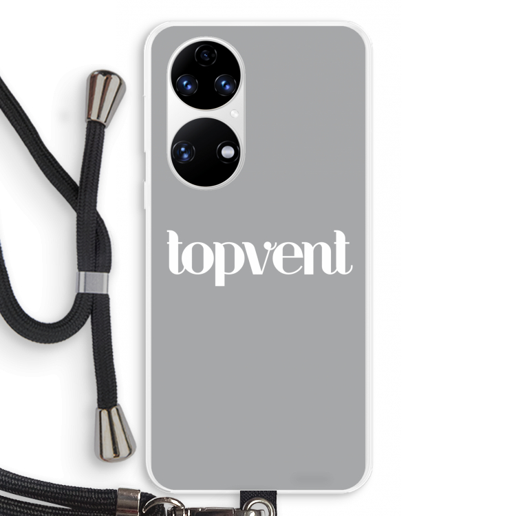 Topvent Grijs Wit: Huawei P50 Transparant Hoesje met koord