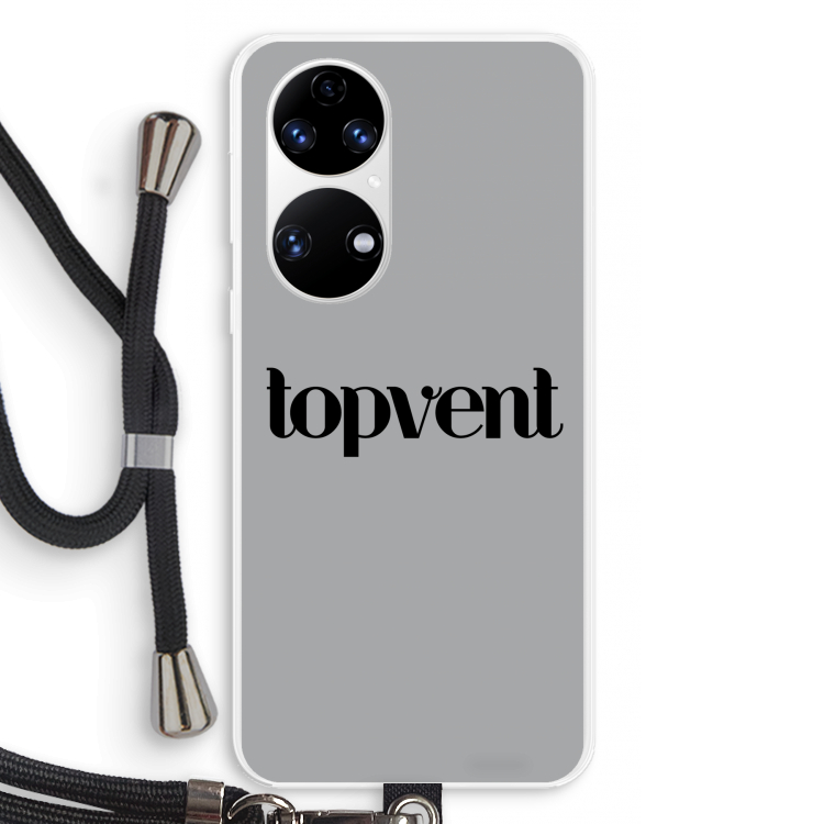 Topvent Grijs Zwart: Huawei P50 Transparant Hoesje met koord