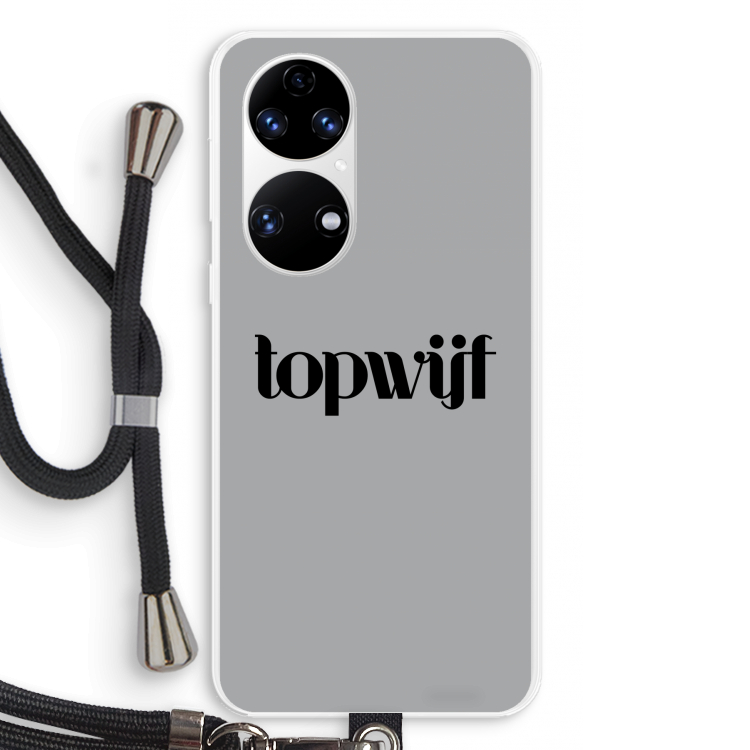 Topwijf Grijs Zwart: Huawei P50 Transparant Hoesje met koord