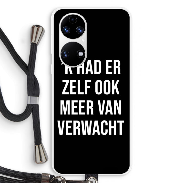 Meer verwacht - Zwart: Huawei P50 Transparant Hoesje met koord