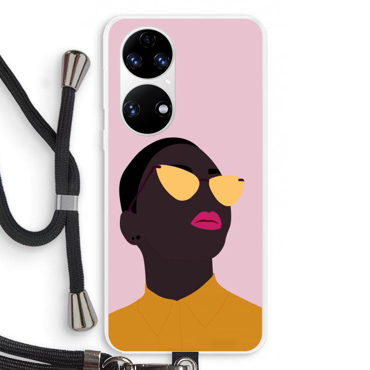 Yellow glasses: Huawei P50 Transparant Hoesje met koord