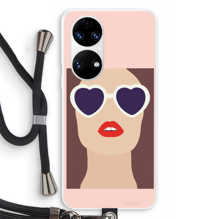 Red lips: Huawei P50 Transparant Hoesje met koord