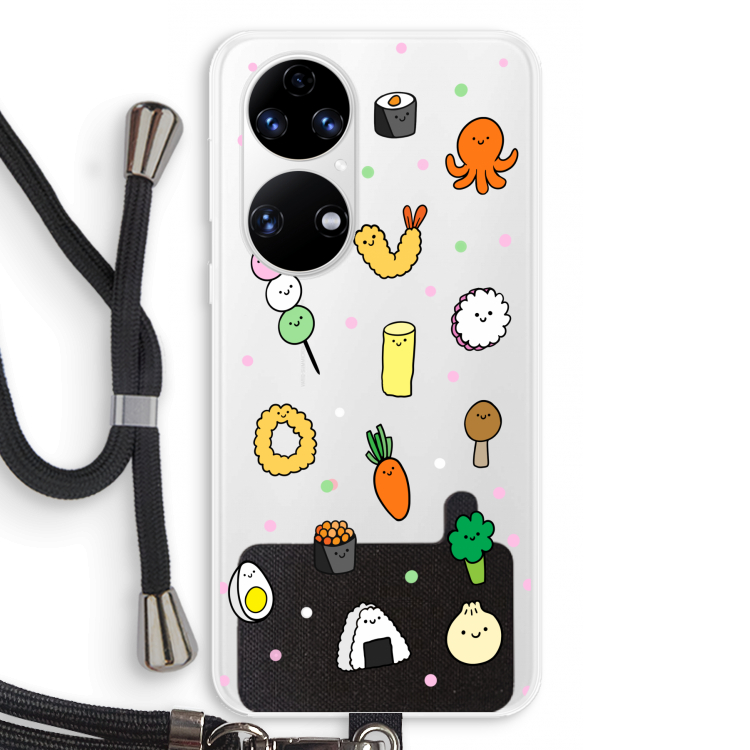 Happy bento friends: Huawei P50 Transparant Hoesje met koord