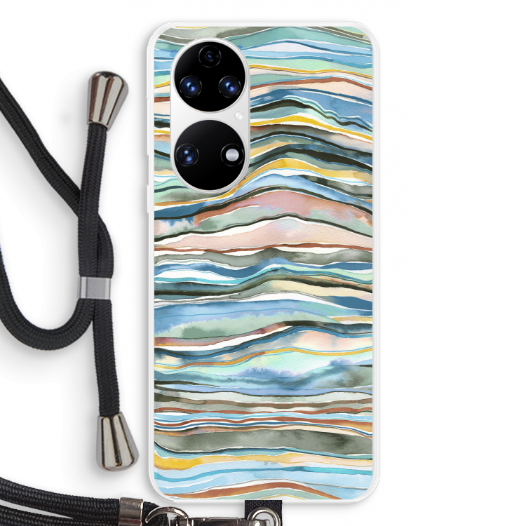Watercolor Agate: Huawei P50 Transparant Hoesje met koord