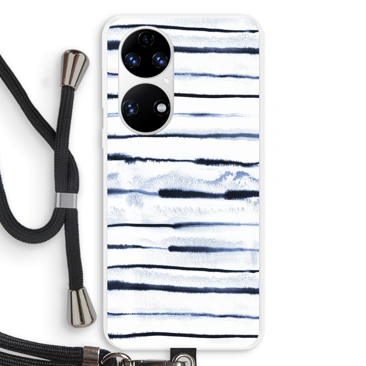 Ink Stripes: Huawei P50 Transparant Hoesje met koord