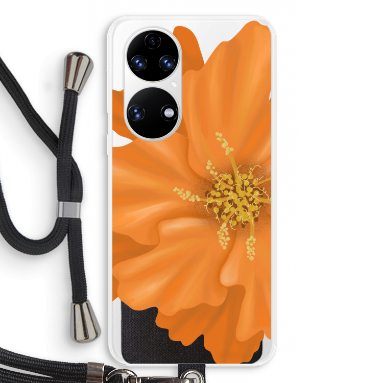 Orange Ellila flower: Huawei P50 Transparant Hoesje met koord