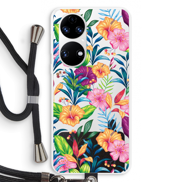 Tropisch 2: Huawei P50 Transparant Hoesje met koord